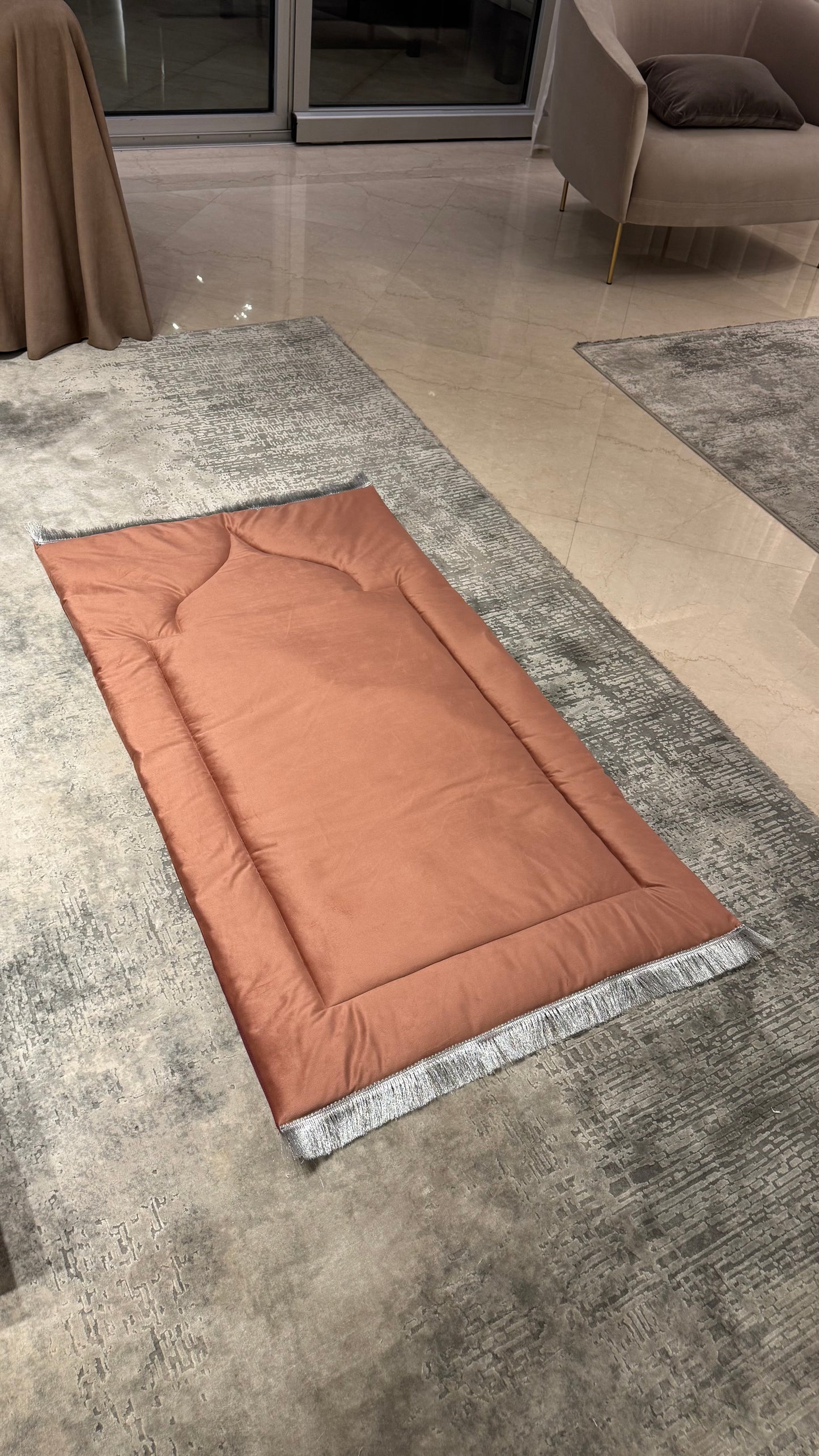 Handmade Silky Soft Peach Premium Prayer Rug