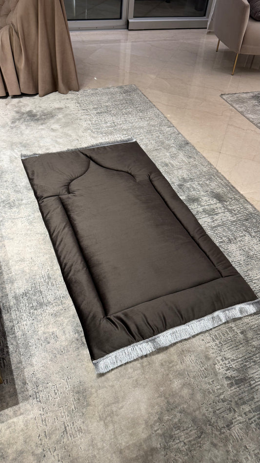 Handmade Silky Soft Dark Brown Premium Prayer Rug