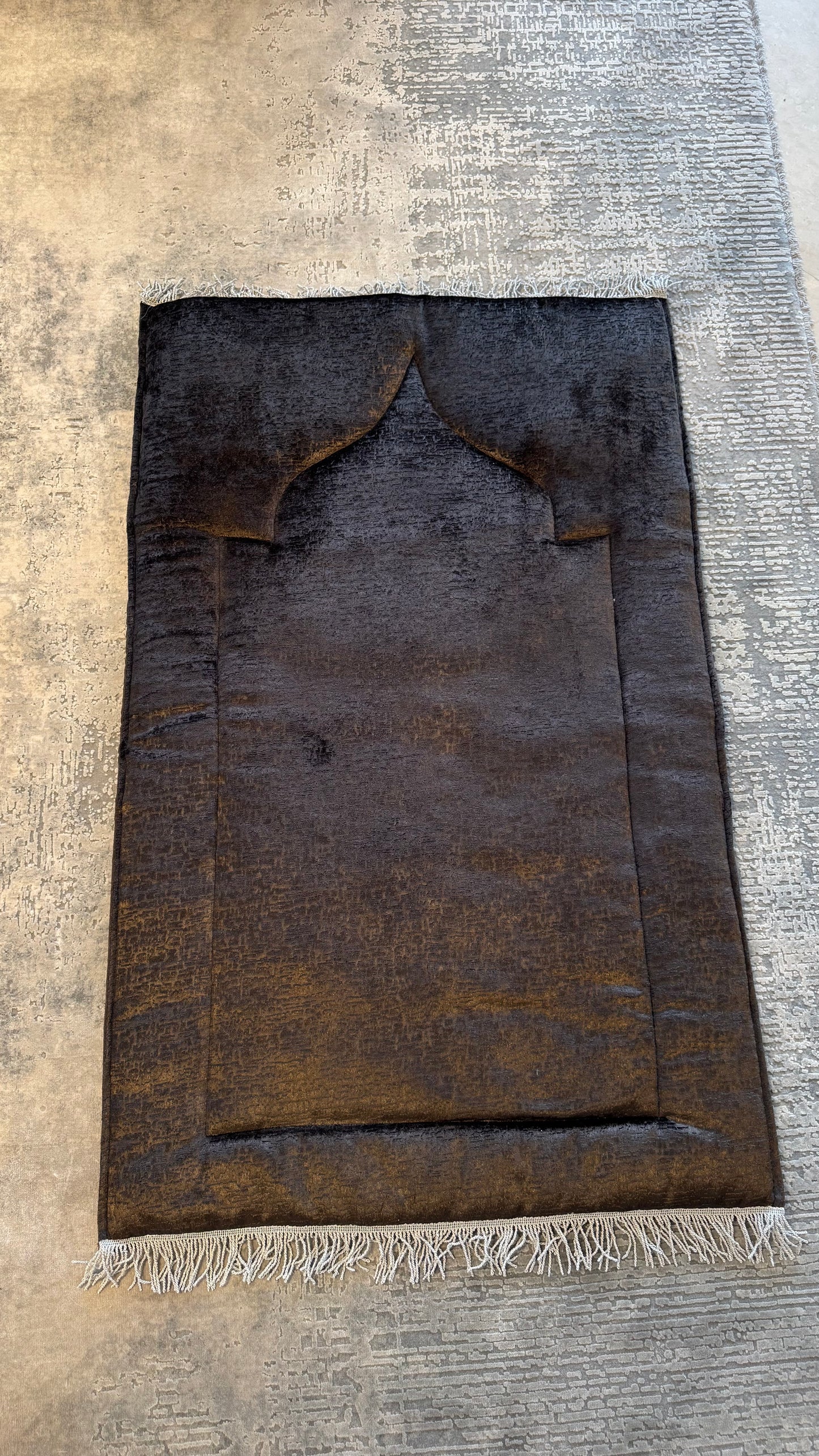 Handmade Luxury Brown Prayer Rug