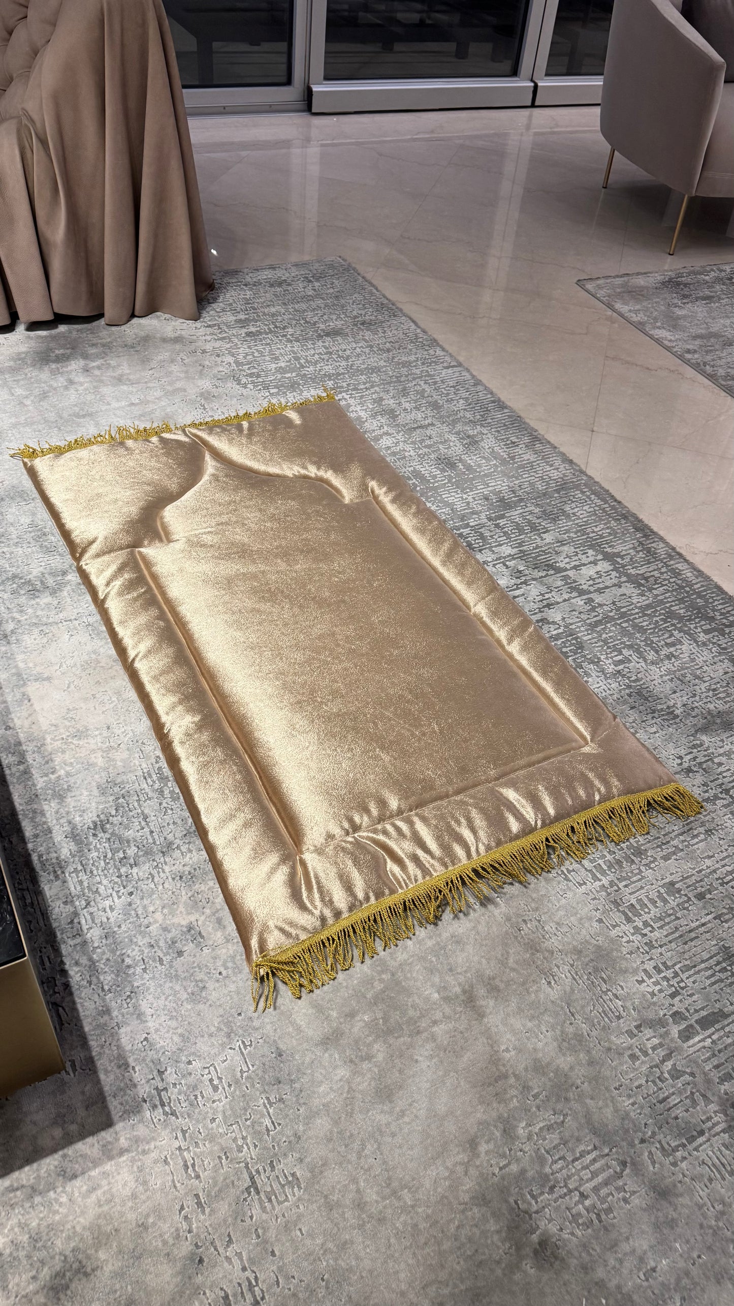 Handmade Beautiful Gold Prayer Rug