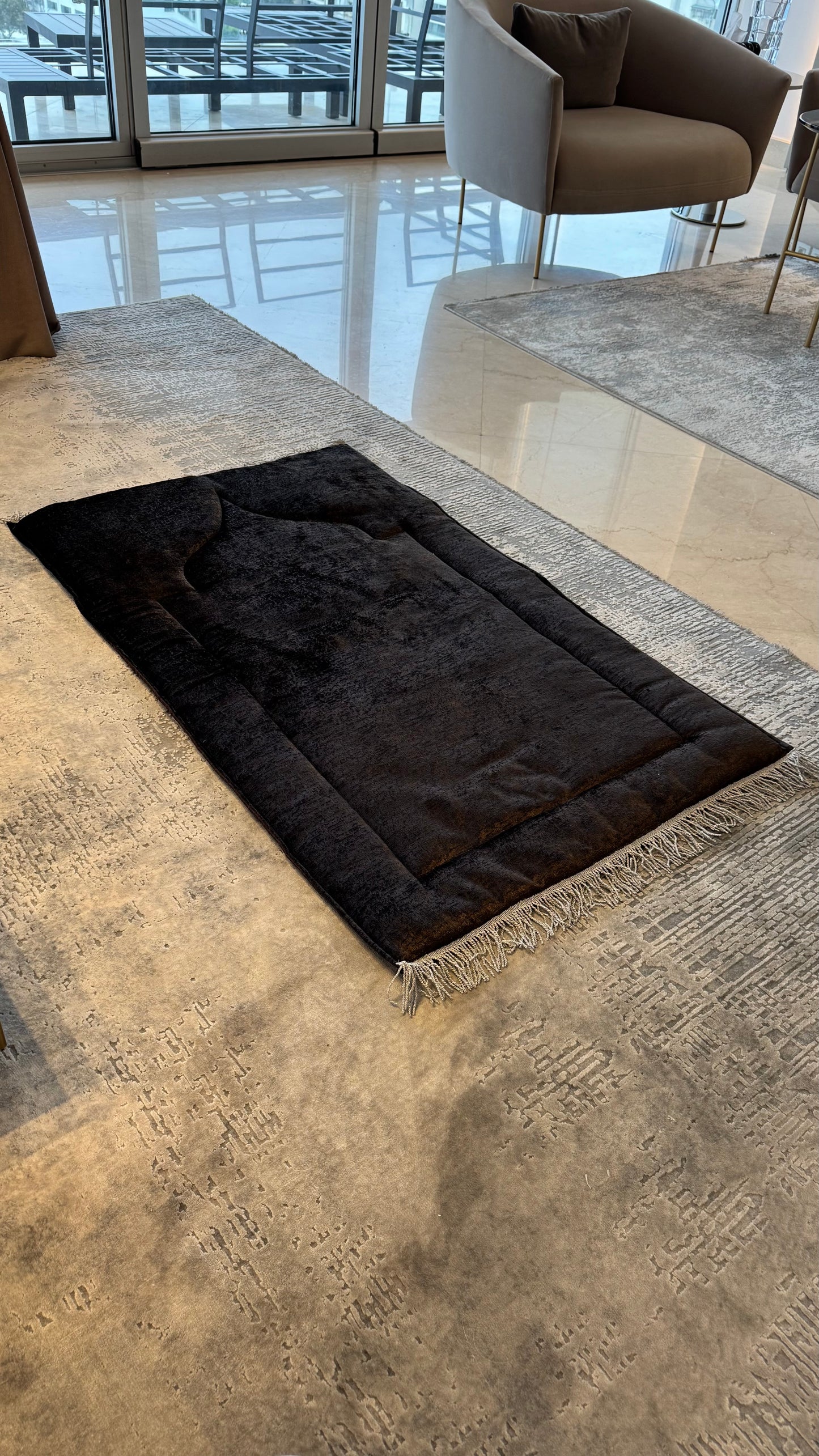 Handmade Luxury Brown Prayer Rug